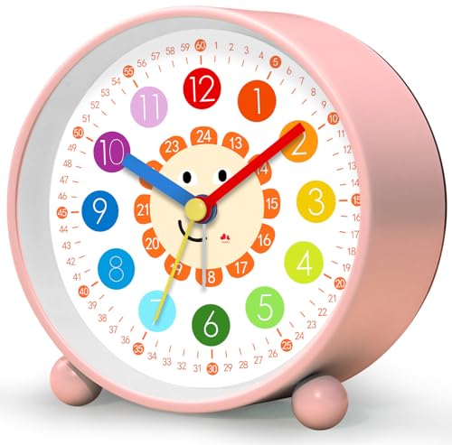 YsyYey Kinderwecker Ohne Ticken Wecker Analog für Schulanfänger Kinderwecker Lernwecker Jungen und Mädchen Wecker Kinder mit Nachtlicht batteriebetrieben analog Quarzwecker
