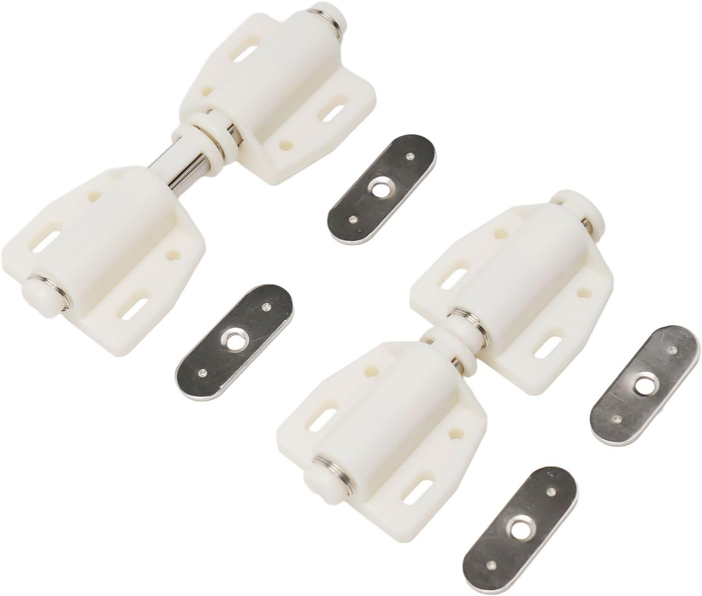 4Pcs Push to Open Latch Cabinet Doors, Pressure Activated Magnetic Closure Wardrobes, Bathroom Cupboards, Handleless Furniture, Black & Beige(beige)