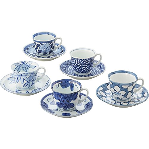 Amazon｜有田焼 林千作 古伊万里青磁絵珈琲碗皿 5客揃 007-240｜カップ