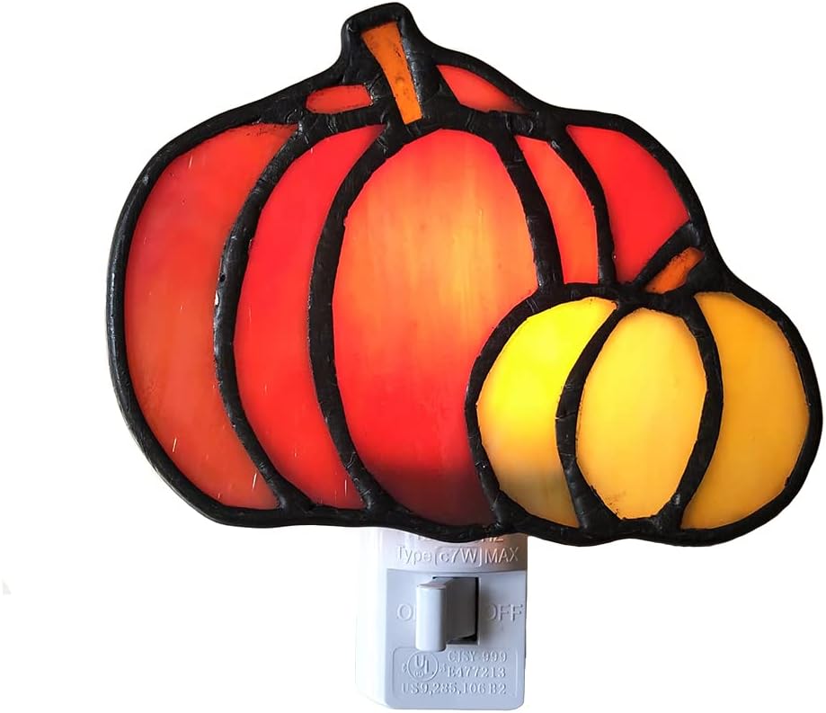 Stained Glass Pumpkin Night Light is Suitable for Bedroom, Study and Children's Room. They are Gifts for Mothers, Family and Friends.