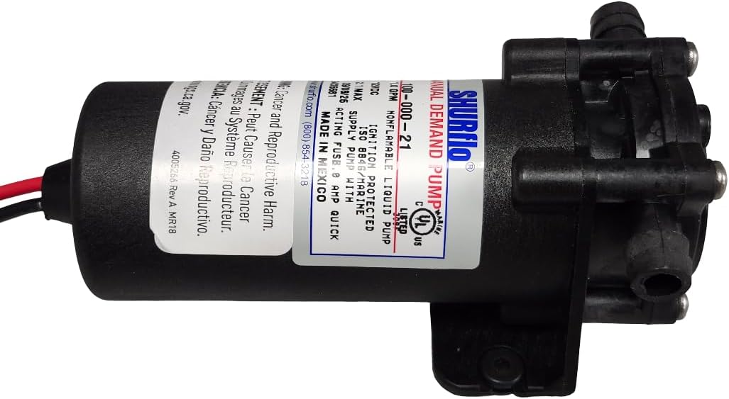 Pentair Shurflo 1 GPM Manual Demand Pump 3/8" Hose Barb, 12V, 20 PSI - 100-000-21