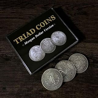 blue-ther Triad Coins (Morgan Gimmick) Magic Tricks Produce Vanish Change Three Coin Magic Close Up Illusions Gimmick Props Mentalism Fun