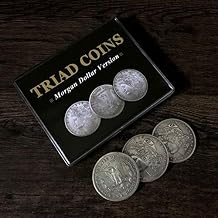 blue-ther Triad Coins Morgan Gimmick Magic Tricks Produce Vanish Change Three Coin Magic Close Up Illusions Gimmick Props Mentalism Fun