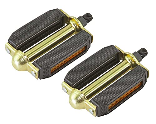 Image of Black & Gold Bike Pedal 507 Block PVC Bicycle Pedals 1/2"