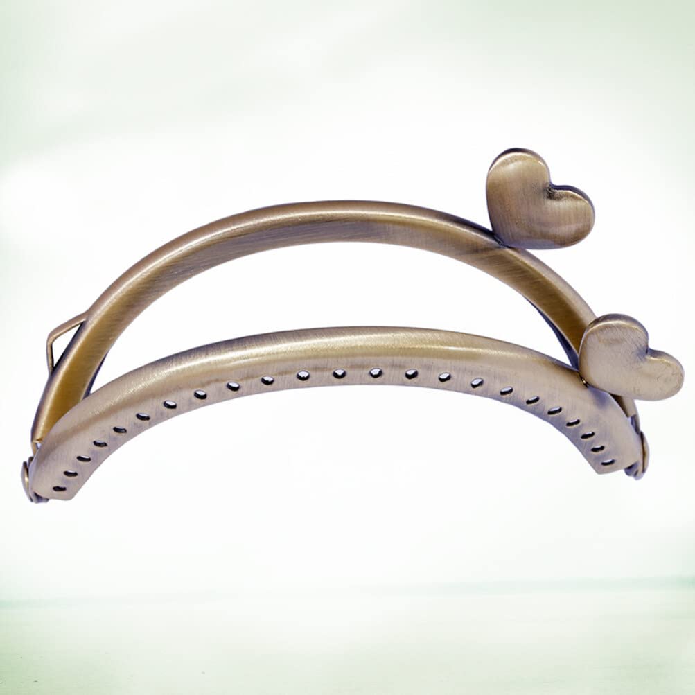 SUPVOX 10psc 8.5cm Marco Monedero Cierre Semicírculo Con Corazón Metal Cierre De Boquilla Retro Para Fabricación De Monederos