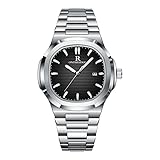 腕時計 メンズ 3気圧防水 日付 蓄光 クォーツ ノーチラス ステンレススチール ビジネス 時計 腕 フォーマル スポーツ 就活 watch for men メンズ 人気 おしゃれ 贈答用 (プラック)