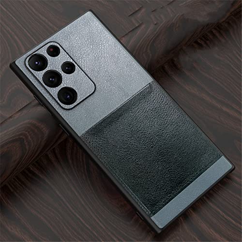 Coque de protection appareil photo pour Samsung S22 en cuir mince gris au quotidien