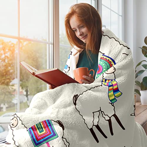 Couverture Polaire Décorative Lama Moelleuse pour Canapé