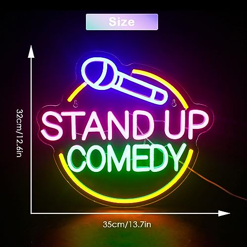 Image of Stand Up Comedy Neon Sign Led Colorful Neon Light for Wall Decor Usb Talk Show Light Up Signs for Live Funny Stand Up Show Beer Bar Man Cave Decorations