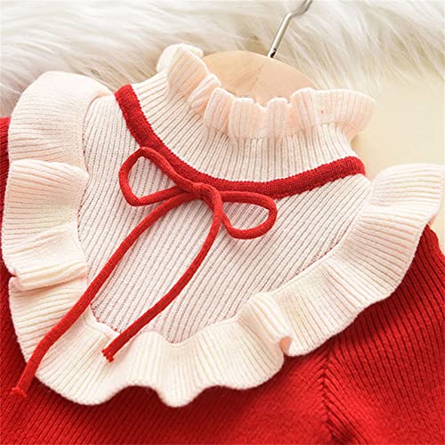 EnJoCho Toddler Warm Blouse Babys Kids Toddler Girls Solid Spring Winter Ruffled Long Sleeve Knit Sweater Princess Dress3