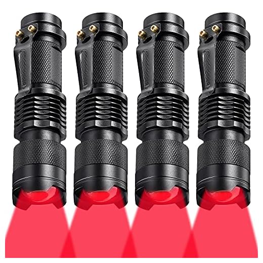 4 Red Flashlights LED for Astronomy and Night Observations
