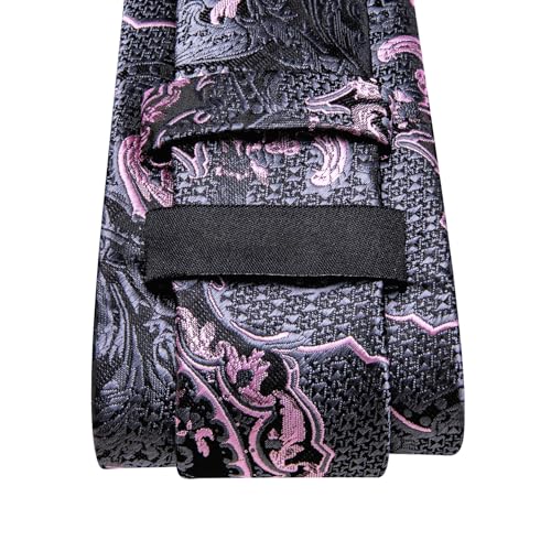 Image of Dubulle Mens Tie and Lapel Pin Paisley Striped Floral Necktie for Men Pocket Square Cufflinks 4PCS Set Wedding Party