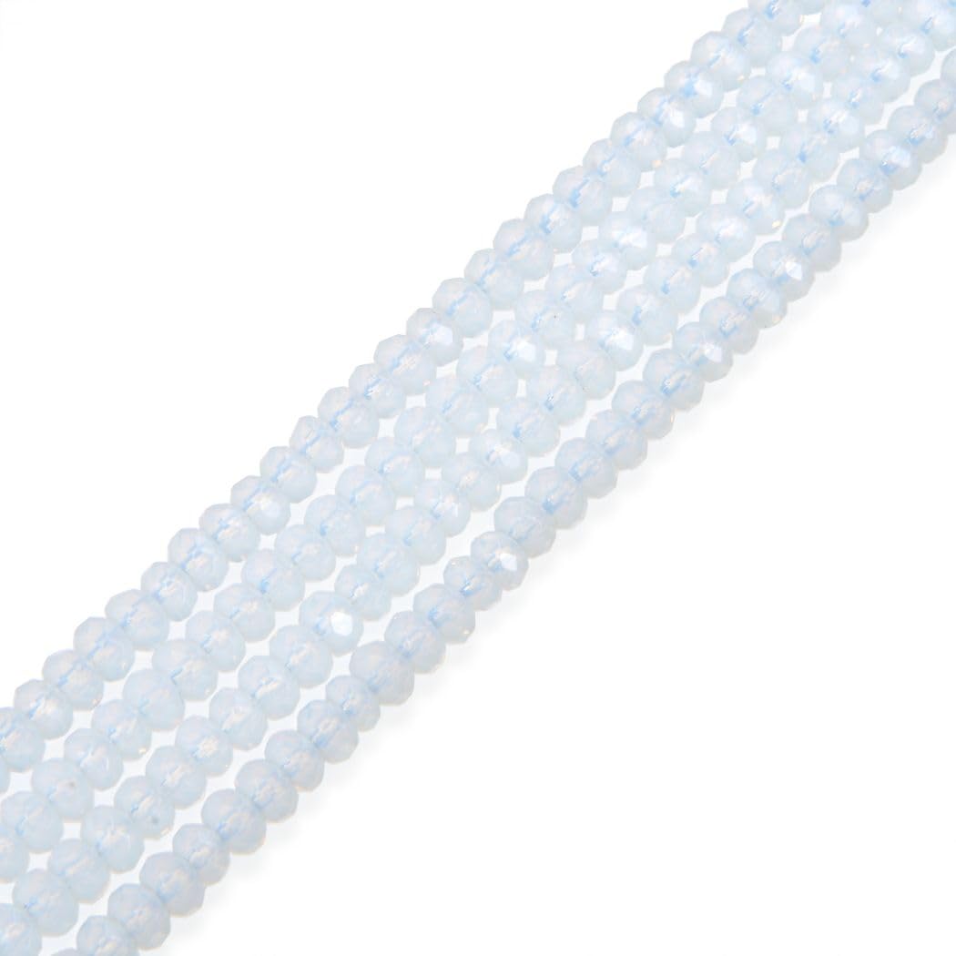 Adabele 13.5 Inch Natural Opal White Quartz Healing Gemstone 4mm Small Faceted Rondelle Loose Beads Gem Stone Spacer (115-122pcs) for Jewelry Making