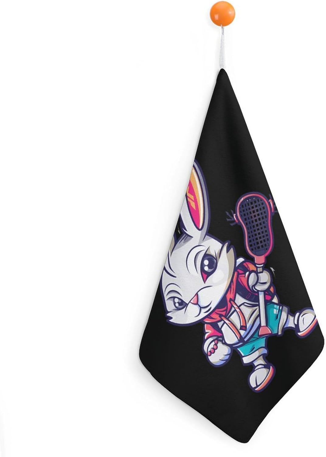 Funny Lacrosse Player Bunny Hand Towels Soft Bathroom Hand Towels Wash Face Cloth for Gym Yoga Bathroom Decor 1PCS