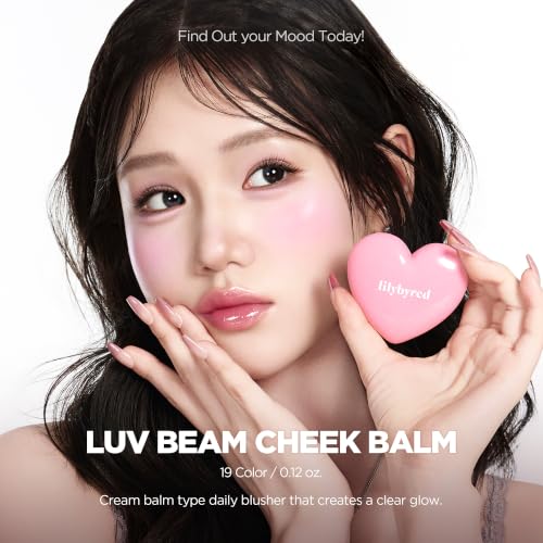 Image of lilybyred Luv Beam Cheek Balm | Heart-Shaped Korean Cream Blush, Semi-Matte, Healthy Glow, Long-Lasting, Blendable & Buildable, Lightweight, Natural-Looking Color, 0.12 oz (13 Shy Pink)