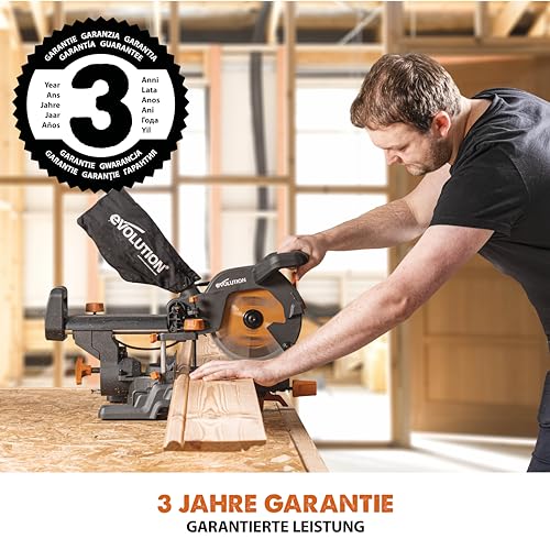 Evolution Schiebe-Kapp- und Gehrungssäge R210SMS+ | 1500 W, 230 mm Gleitfunktionalität...