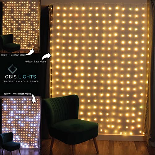 QBIS RGB Vorhangleuchte, Multifunktions-Weihnachtsbeleuchtung mit Fernbedienung Lichterkette mit 360 Grad Micro LEDs auf Silberdraht Cover
