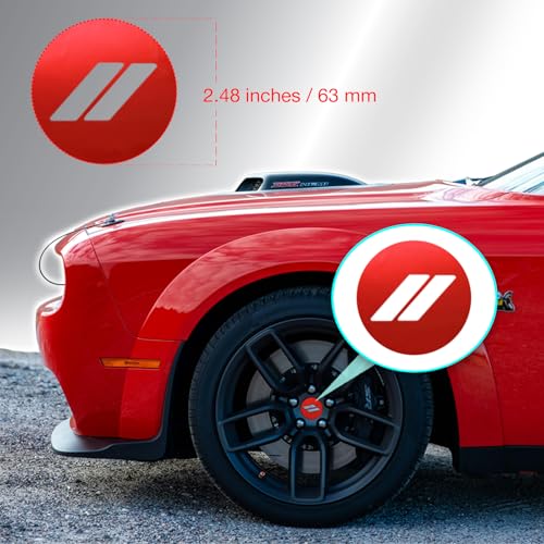 Image of IPG Compatible with Dodge Charger, Challenger, Durango (2017-2023) Wheel Center Cap Overlay Decal Sticker Wrap Kit - Hash Rhombus Design - Personalize Your Vehicle (Outer Logo, Red Pearl)