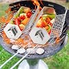 Hexagonal Rolling Grilling Basket Set, 2 PCS Stainless Steel BBQ Grill Baskets with Removable Wooden Handles, Large & Small Nestable Design for Outdoor Camping, Ideal for Vegetables, Meat & Seafood on Gas/Charcoal Grill #5