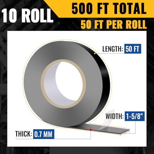 Image of VIVIDA Butyl Joist Tape for Decking 1-5 /8 inch x 50' (10 Roll), Waterproof Deck Joist Butyl Sealant Tape for Wood Beams, Roof