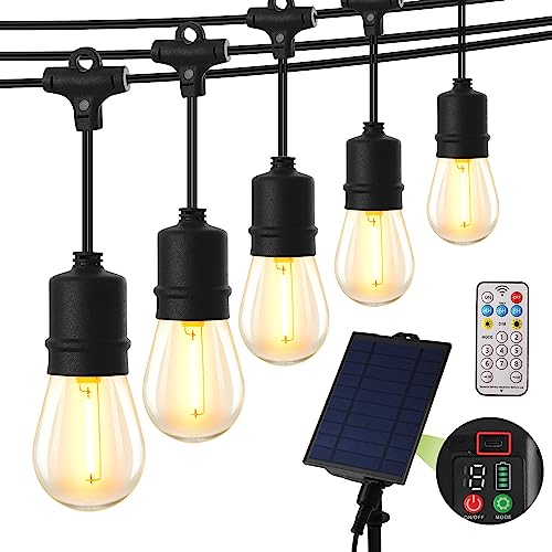 YOSION Solar Outdoor Festoon Lights,Waterproof Outdoor String Lights with Remote Control, USB Type C, Shatterproof LED Bulbs, Garden Lights for Backyard Patio Garden Wedding Party (72FT 20+2 Bubls)