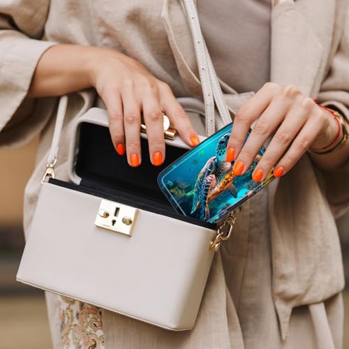 Image of Credit Card Holder, Mini Aluminum Card Wallet RFID Blocking Slim Metal Hard Card Case for Women Men, Turtle