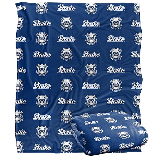 Drake University Bulldogs Blanket, 50"x60" Logo Pattern, Silky Touch Super Soft Throw