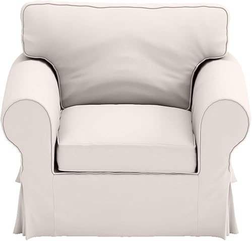 Miniatura 4 de Funda de repuesto de algodón pesado UPPLAND (no EKTORP), compatible con IKEA UPPLAND para sofá (silla Uppland de poliéster, beige)