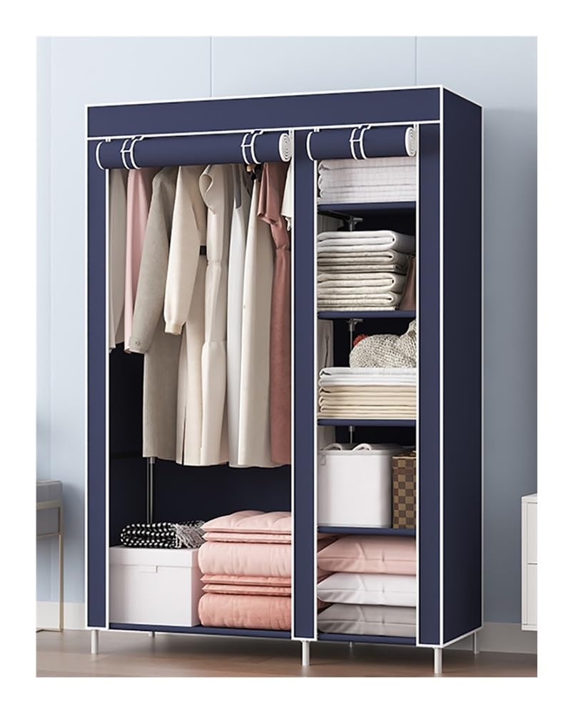 Tragbarer Kleiderschrank Mit Stoffhülle, Grau – 199,9 X 45 X 169,9 Cm, Mit Stangen & Ablagen, Einfach Aufzubauen