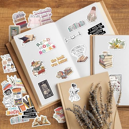 Image of Titu Ki Baatein Book Lover Stickers, 50 Pcs for Kindle and Books | Reading themed decals for Kindle devices, books, water bottles and laptops; gift for teens