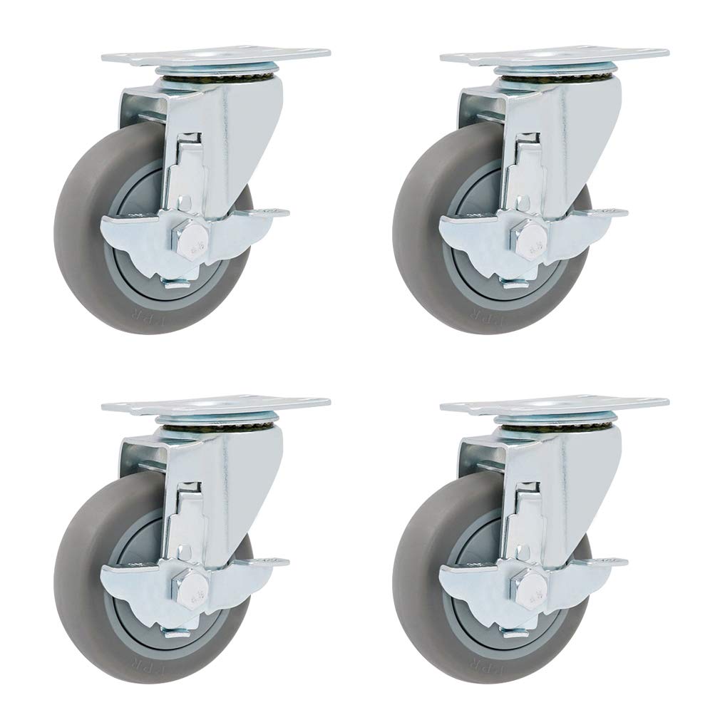 Lenkrollen, Trolley-Räder, Satz mit 4 Möbelrollen mit Drehplatte, Industrierollen aus grauem TPR-Gummi, robuste 360°-Oberplatten und Lager, kein Lärm, Ersatz for Karren, TRO (Farbe: (Color : Side Bra