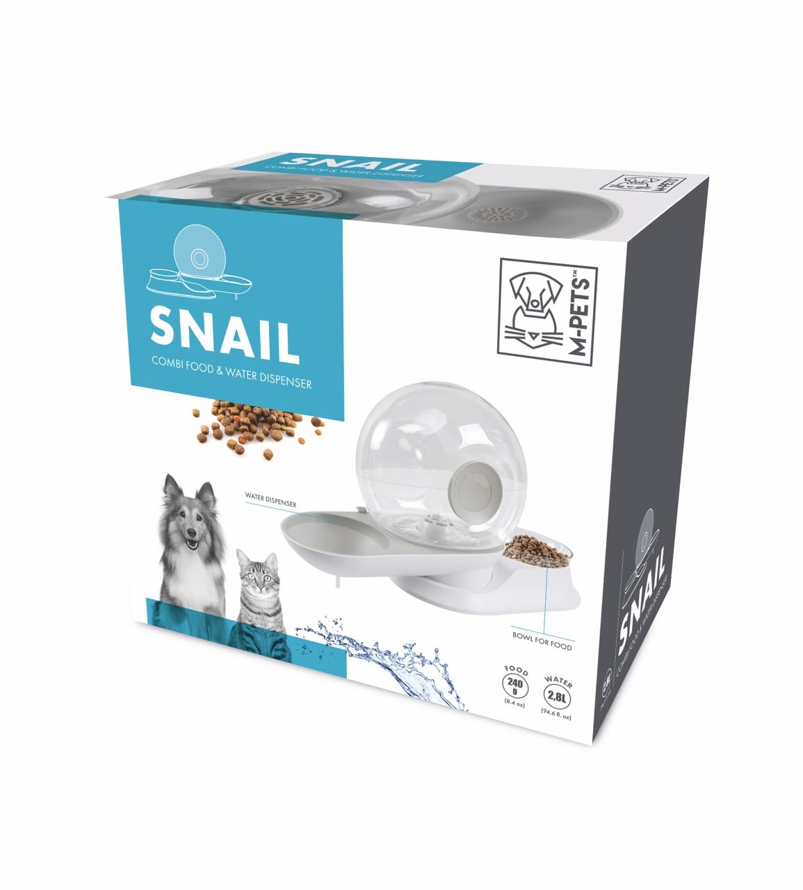 M-PETS SNAIL HAZNELİ SU ve MAMA KABI WHİTE 2800ML-240GR