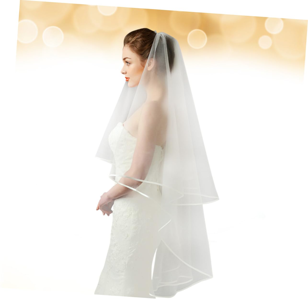 3stücke Eleganter Brautschleier Mit Feiner Umrandung Kurz Und Romantisch Für Hochzeiten Und Fotoshootings Beige Hochzeitsaccessoires Für Bräute