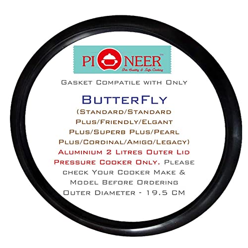 Image of Pioneer Rubber | Nitrile | Seal | Ring | Belt Black Gasket Compatible For Butter Fly Aluminium Standard | Standard Plus | Friendly | Superb Plus | 2 Litres Outer Lid Pressure Cooker (Pack of 1)