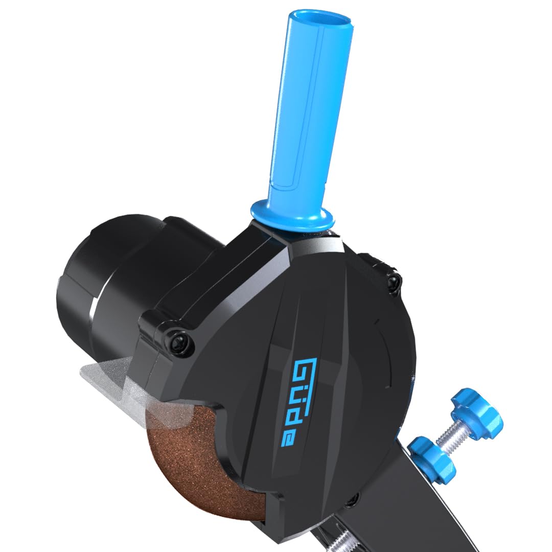 Güde Afilador de cadena de sierra GKS 108 L – 230 V, 85 W, 5000 rpm, diámetro del disco 10,8 centímetros, ángulo de afilado de hasta 35 grados izquierda y derecha, luz de trabajo LED, base de aluminio