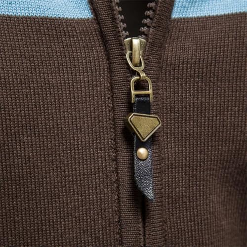 Men 100% Cotton Zip-Up Cardigan Casual Patchwork Fashion Youth Knitted Sweaters Long Sleeve3