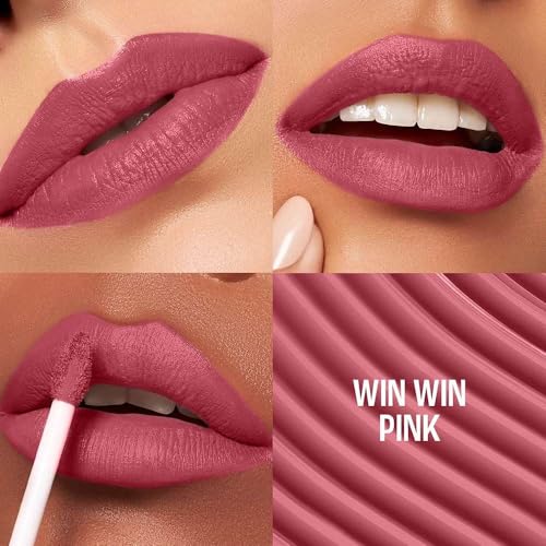 Image of Lakme 9to5 Hya Matte, Win Win Pink Liquid Lipstick, for Soft and Supple Lips, with Hyaluronic Acid & Vitamin E, Matte Finish, Smudge-Proof, Long-Lasting, for Women, 5.3 ml, (Pack of 2)