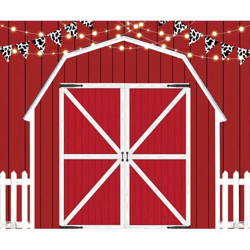 Pnylzzyxh Red Barn Backdrop Farm Backdrop 10x8ft Western Cowboy Party Decorations Christmas Banner Rustic Farmhouse Wooden Barn Door Background Newborn Baby Shower Photo Studio Props