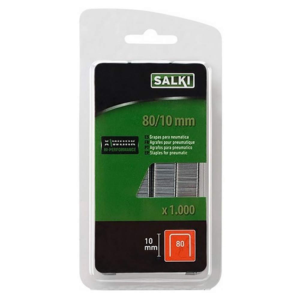 salkiNo. 80 Staples - Blister Pack of 1000, Wire Staples No. 80 with 10 mm Leg Length, Compatible with Pneumatic Staple Guns, Perfect for Upholstery Furniture