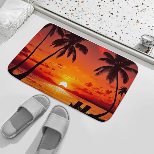 Tapis de bain corail 80x50 cm coucher de soleil