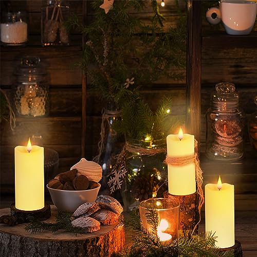 Image of Aignis Indoor Flameless LED Candles Battery Operated with Remote Timer and Unique Double-Color Flame for Home /Wedding /Holiday Decor, Set of 2(D 2.95 inch x H 6 inch)