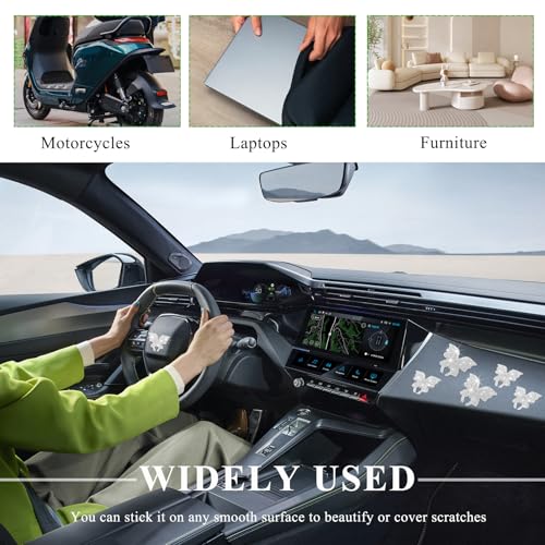 Image of Wevdn 8 PCS Butterfly Crystal Car Stickers, Shiny Rhinestone Waterproof Butterfly Car Sticker Decal, Self Adhesive Glitter Decoration Stickers for Car Bumper Window Laptops Luggage (White)