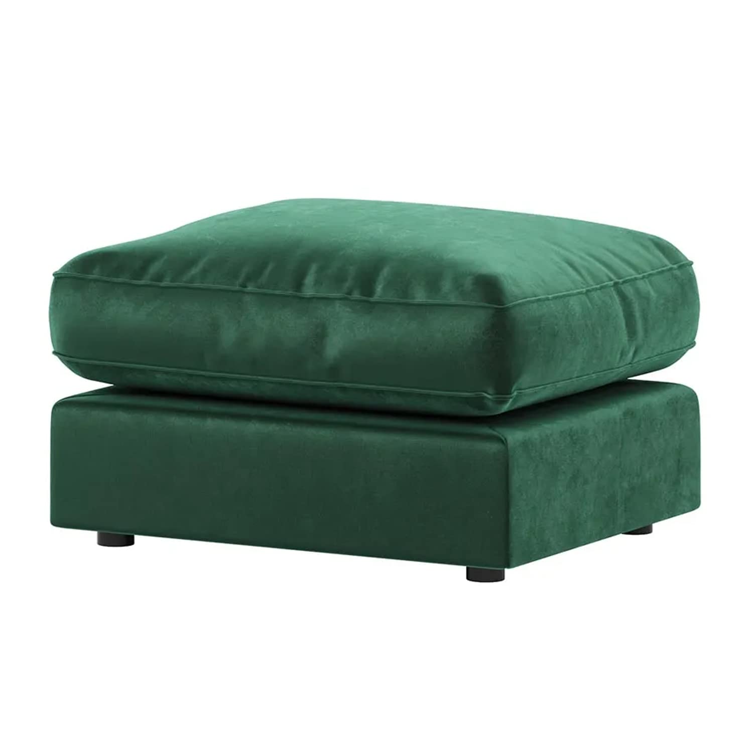 Furnishings For Less UK New Brooklyn Plush Velvet GreenFootstool Pouffe Sofa Accessory Foot Rest Living Room (Green, Footstool)
