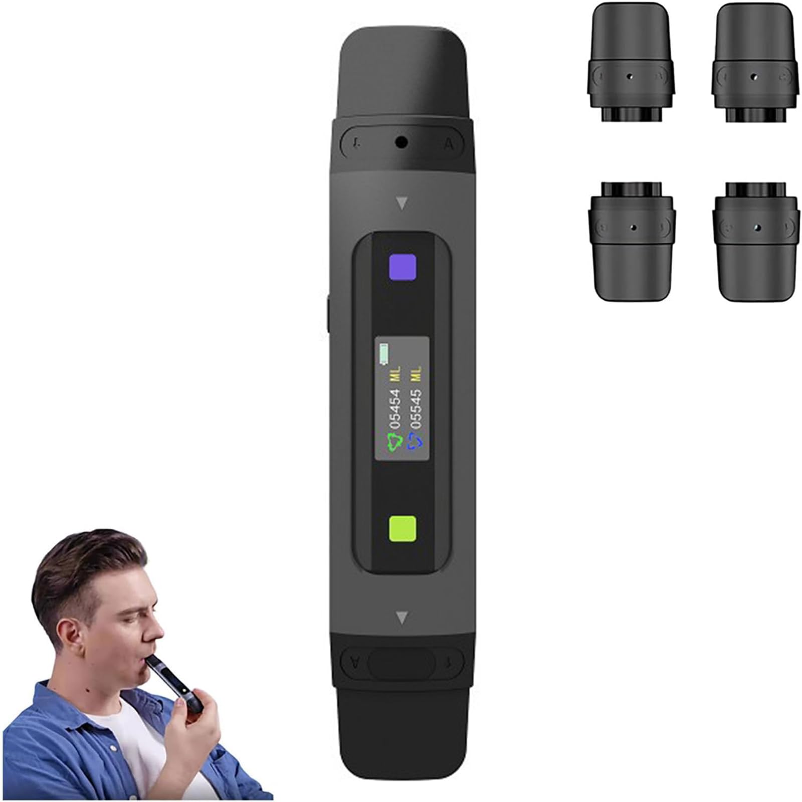 Appareil D'entraînement Respiratoire, Entraîneur Respiratoire Portable avec écran, Petit Amplificateur De Capacité Pulmonaire, pour Les Athlètes Et Les Sportifs(Grey)