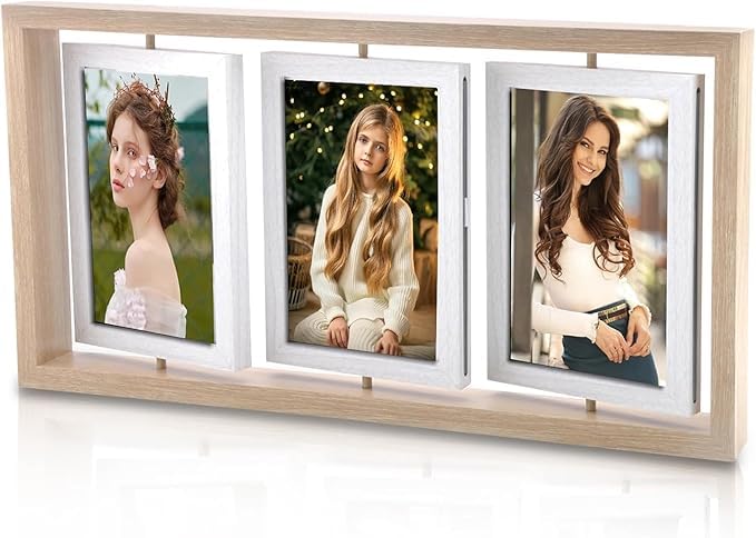HENGBIRD Cadre Photo 10x15 Cadre Photo Rotatif Collage 6 Photos à Poser pour Famille, Mariage, Fille, garçon, Amis