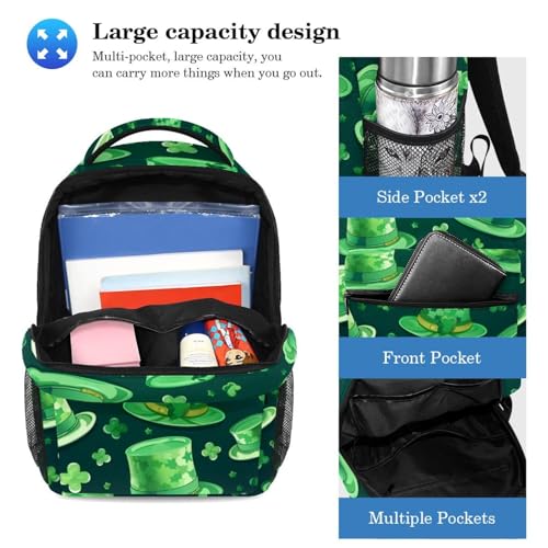 Sac à dos 2 pièces chapeau vert avec trousse pour étudiants