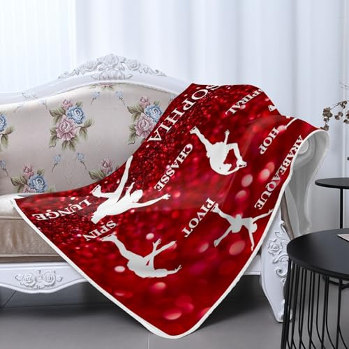 GoTussWO Custom Gymnastics Skating Dancer Red Glitter lanket That Stays Cool All Night, Cooling Bedding for Hot Sleepers,30x40Inch