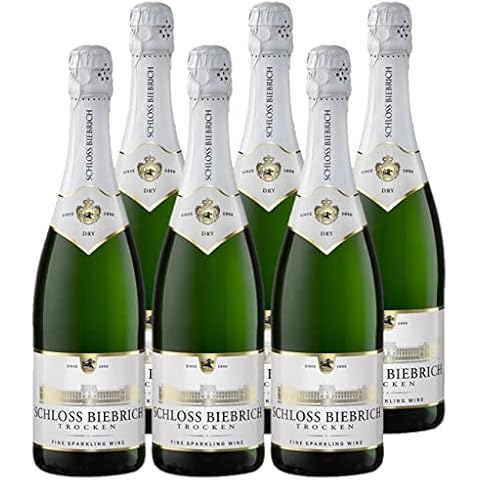 Schloss Biebrich Sekt Trocken (6 x 0,75 l) Trockener Sekt mit angenehmer Frische und ausgewogenem Fruchtspiel, Aromen von feiner Frucht und Birne, feinperlige, langanhaltende Perlage Cover