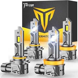 Combo de bombillas H11 9005, 10 veces más brillantes, 80000 lúmenes, 6500 K, blanco frío, tamaño 1:1 9005/HB3 H11/H9/H8 de repuesto halógeno, paquete de 4