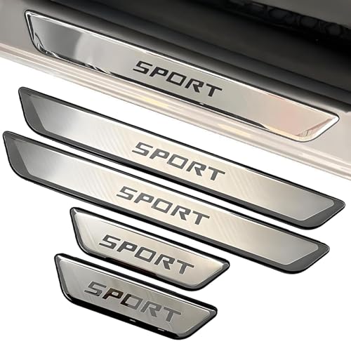 RENZDMH 4 Piezas Umbrales de Puerta de Acero Inoxidable para Citroen C3 C4 C5 C6 C8 C-Elysee VTS, Protector de Umbral Tiras Antiarañazos Placas de Protección,Silver